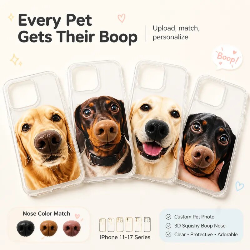 Custom Cute Dog Cat Photo Phone Case with Squeeze Nose for IPhone LM32 669885