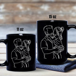 Custom Photo Dad With Kid Drawing Style Black Mug Gift For Birthday, For Dad HO82 894204