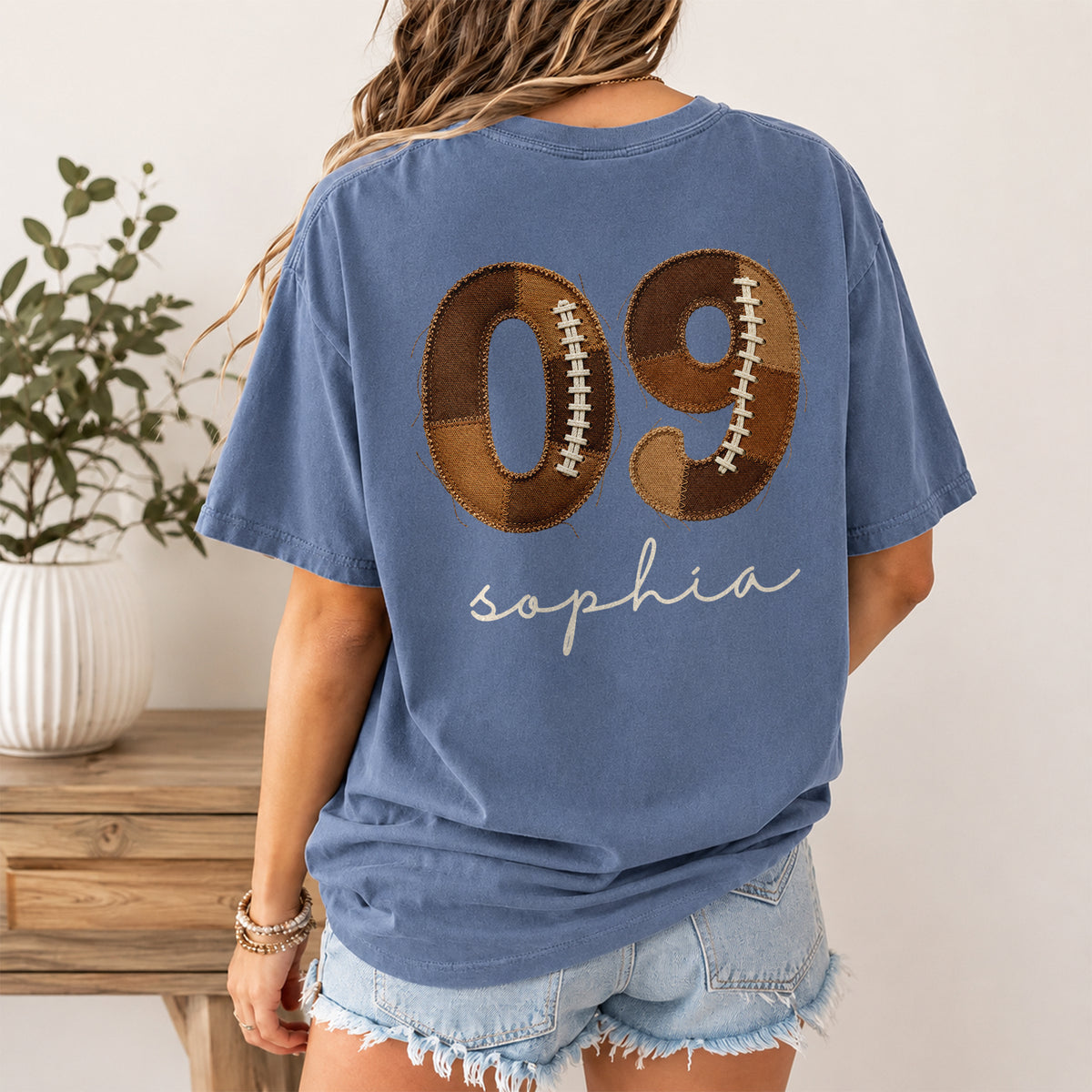 Custom Football Number & Name Faux Patchwork Back Comfort Shirt HO82 903396