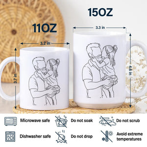 Custom Photo Dad With Kid Drawing Style Mug HO82 894202