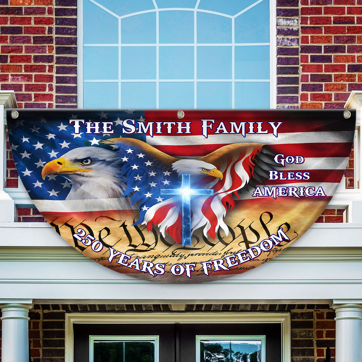 250 Years God Bless America Flag, Patriotic 1776-2026 Freedom Non-Pleated Fan Flag HA75 920136