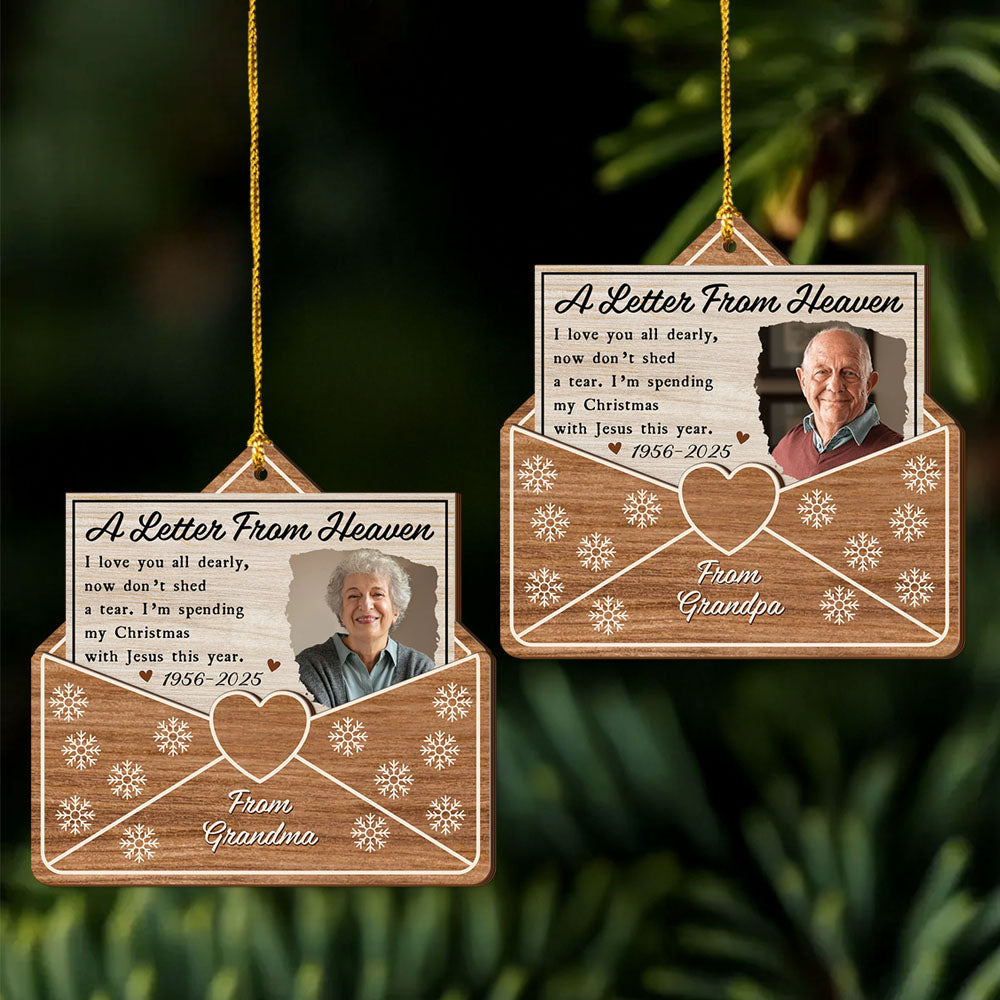 Custom Photo A Letter From Heaven - Personalized 2-Layered Wooden Ornament CH07 895708