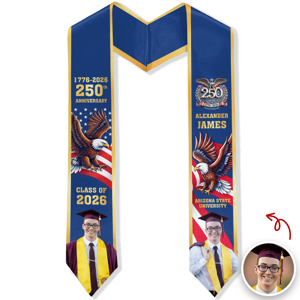 Custom Photo Class Of 2026 With US 250 Years Graduation Stole HO82 901480