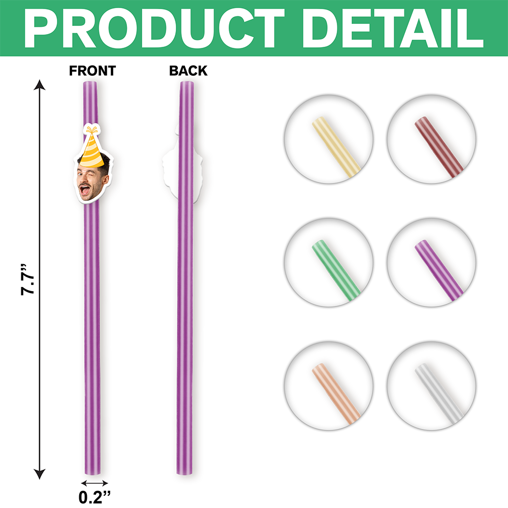 Custom Photo Colorful Straws for Birthday, Graduation, Wedding, Bachelorette Party Favors HA75 921206