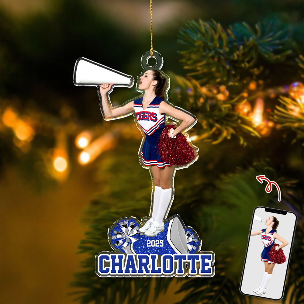 Custom Photo Cheerleading Team Christmas Gift Acrylic Ornament HA75 897344