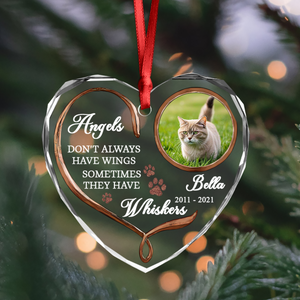 Custom Photo Cat Memorial Gifts - Personalized Heart Glass Ornament LM32 895895