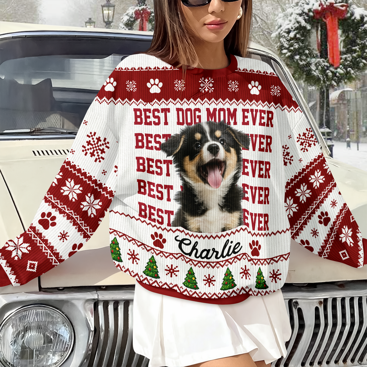 Custom Vintage Photo Best Dog Dad Ever, Best Cat Dad Ever Ugly Sweater LM32 669909