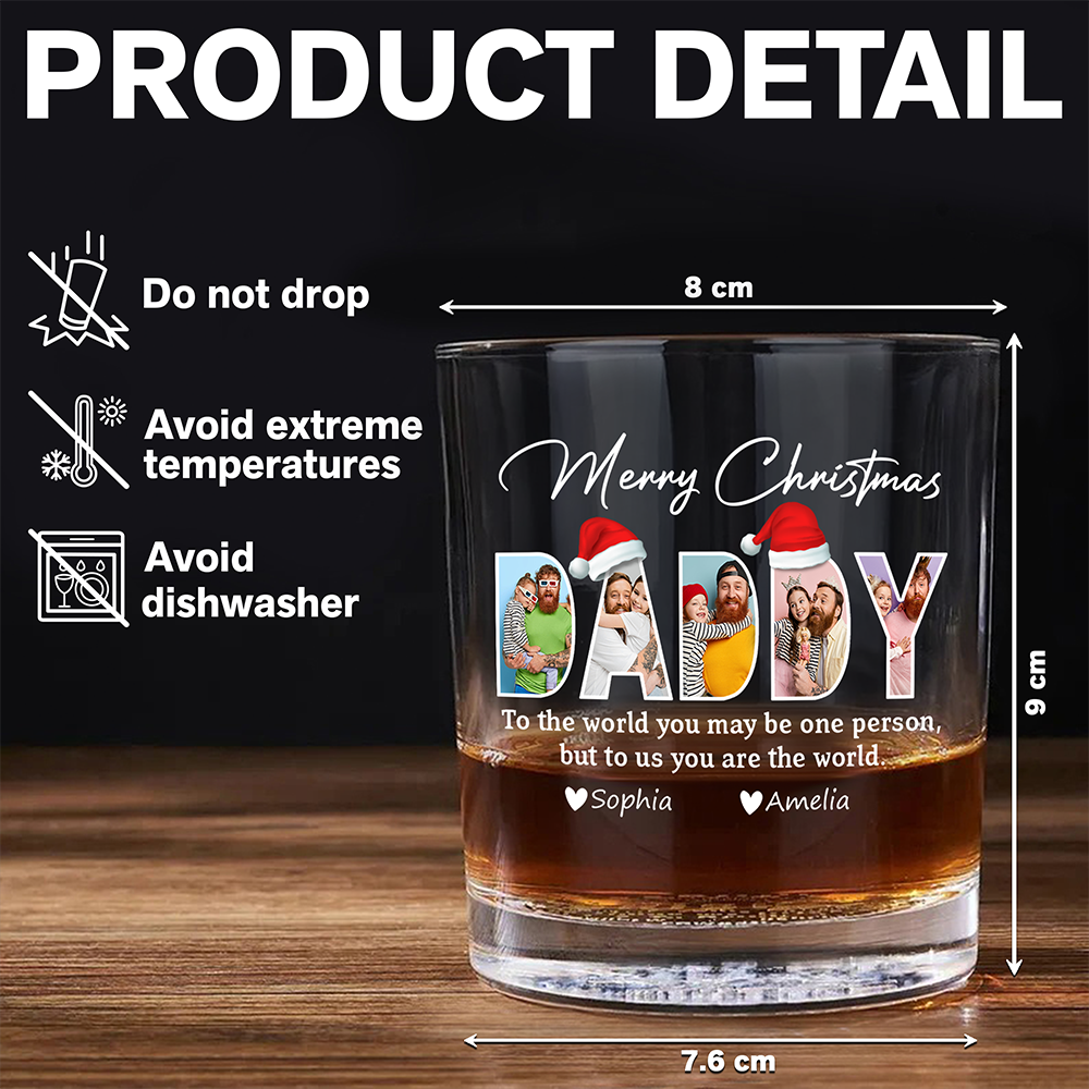 Custom Photo Merry Christmas Dad Family Whiskey Glass Gift For Dad HO82 894340