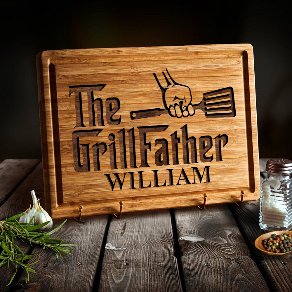 The Grillfather BBQ Engraved Cutting Board Personalized Gift For Father's Day HO82 893990