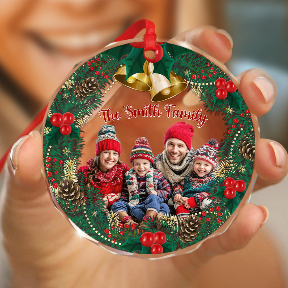 Custom Photo Family Bonds Are Unbreakable Glass Ornament Christmas Gift HA75 897194