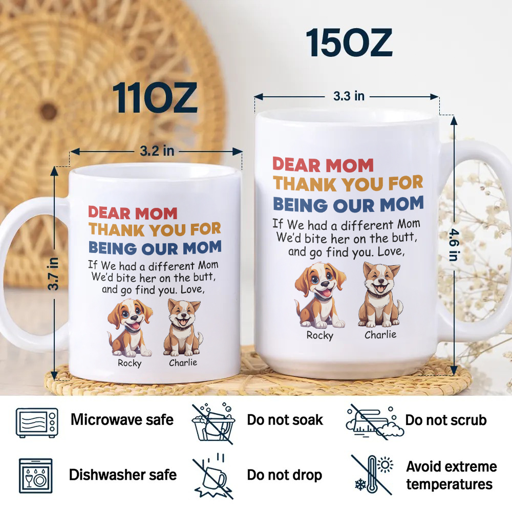 Personalized Thank You For Being My Mom White Mug Funny Gift for Dog Lovers LM32 893177