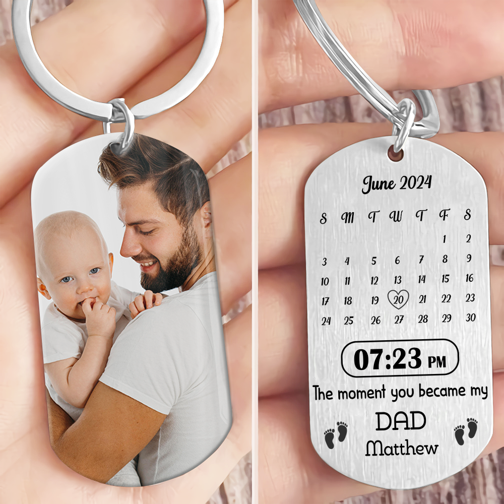 Custom Photo Memory Calendar The Day You Became My Daddy Metal Keychain LM32 893223