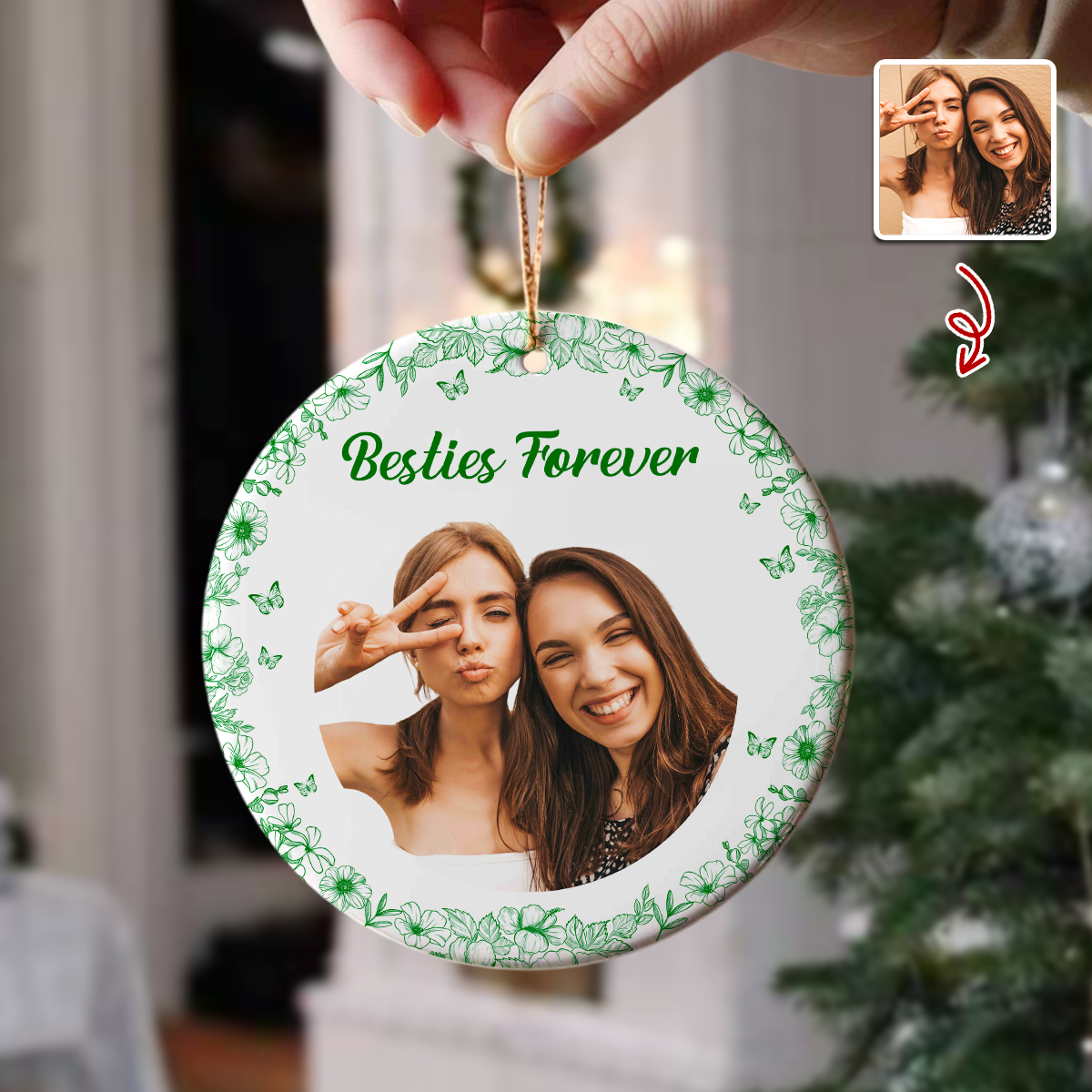 God Says You Are Personalized Besties Chinoiserie Toile De Jouy Style Ceramic Ornament CH07 899244