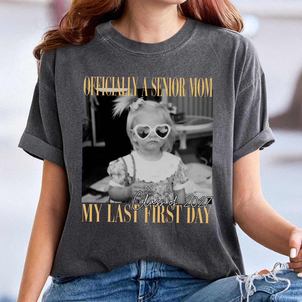 Custom Photo Officially A Senior Dad, Mom My Last First Day Comfort Shirt LM32 669661