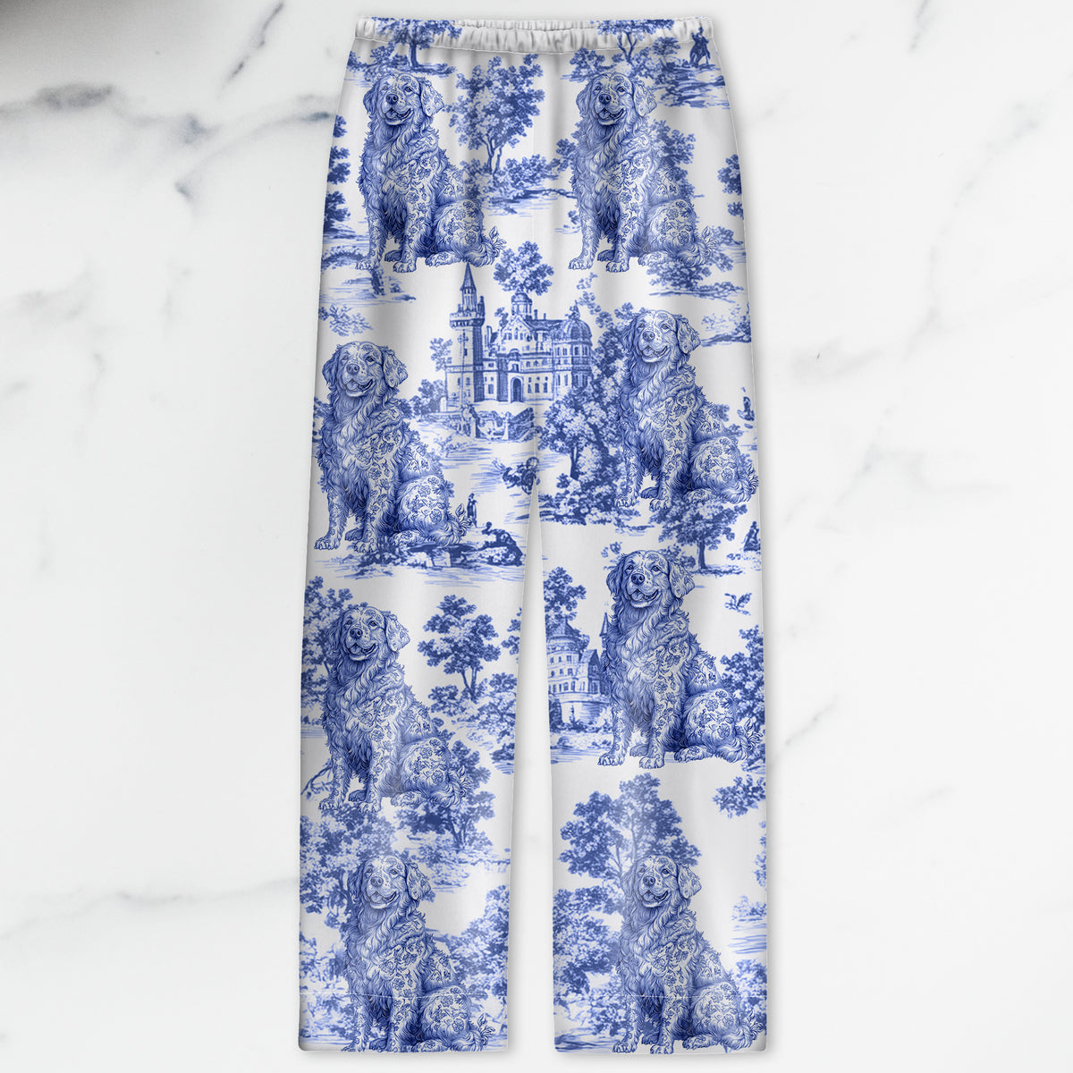 Custom Dog Breeds Chinoiserie Toile De Jouy Style Personalized Satin Pajamas HA75 892542