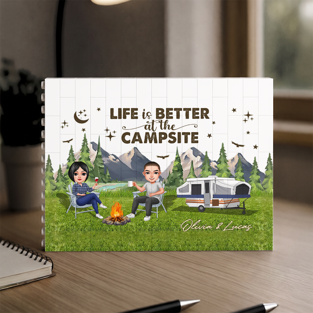 Personalized Life Is Better At The Campsite Building Brick Blocks For Camper TH10 170469