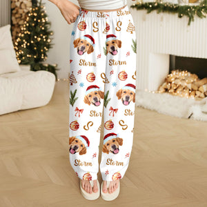 Custom Photo Santa Claus Pine Tree Snowflakes Long Sweatpants LM32 895625