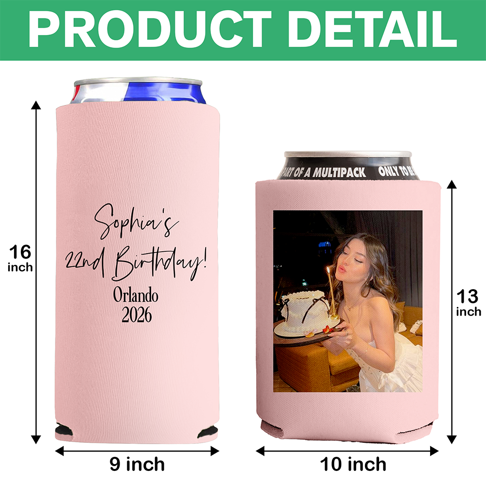 Custom Photo Birthday Can Cooler For Party Decor LM32 899923