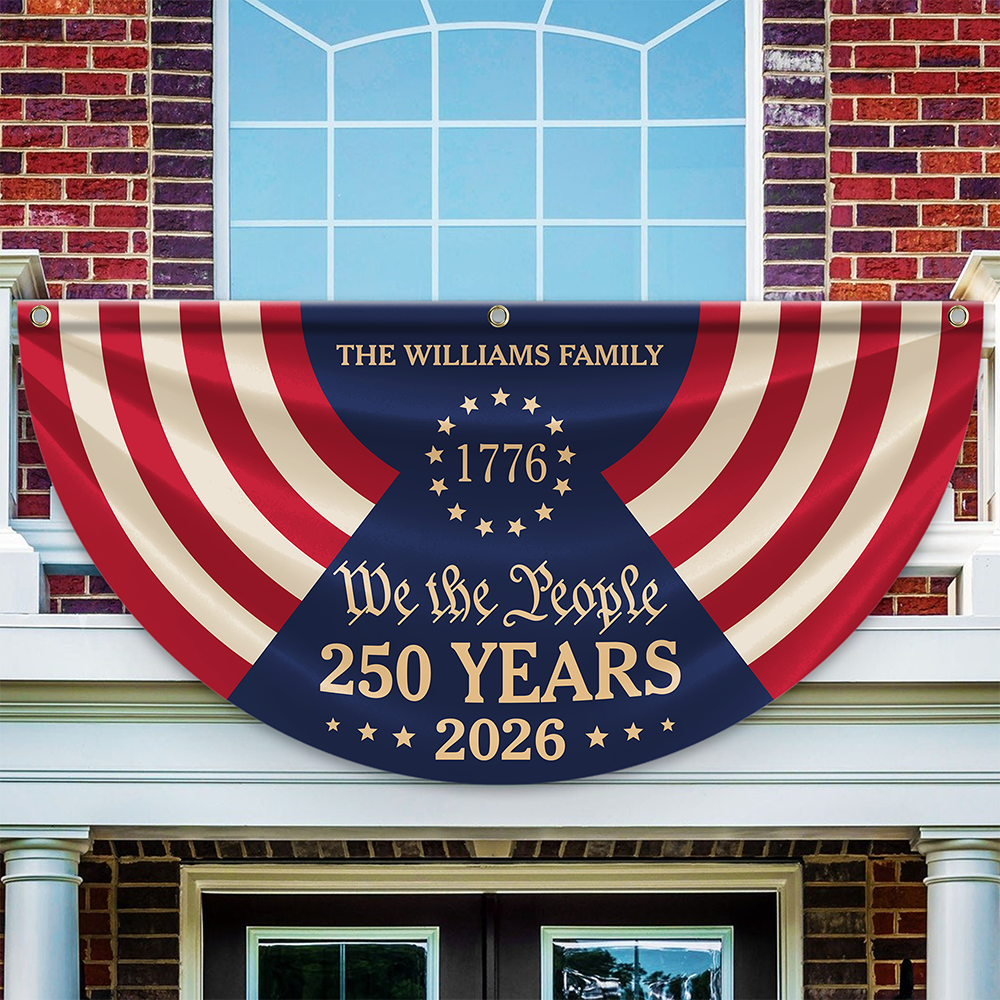 Custom Family Name We The People 250 Years 1776-2026 Non-Pleated Fan Flag TH10 170141