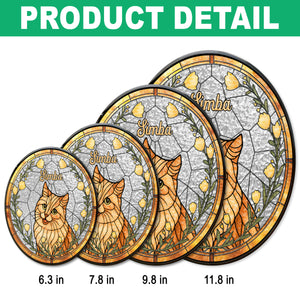 Custom Cat Photo With Flower Memorial Stained Glass Suncatcher, Pet Loss Gift HO82 894328