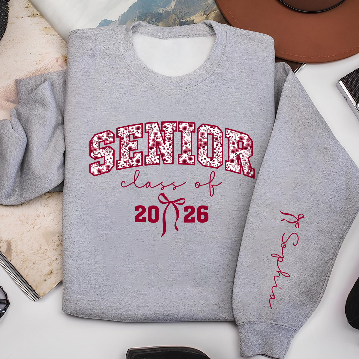 Personalized Coquette Senior 2026 Sleeve Sweatshirt - Graduation Gift LM32 899145