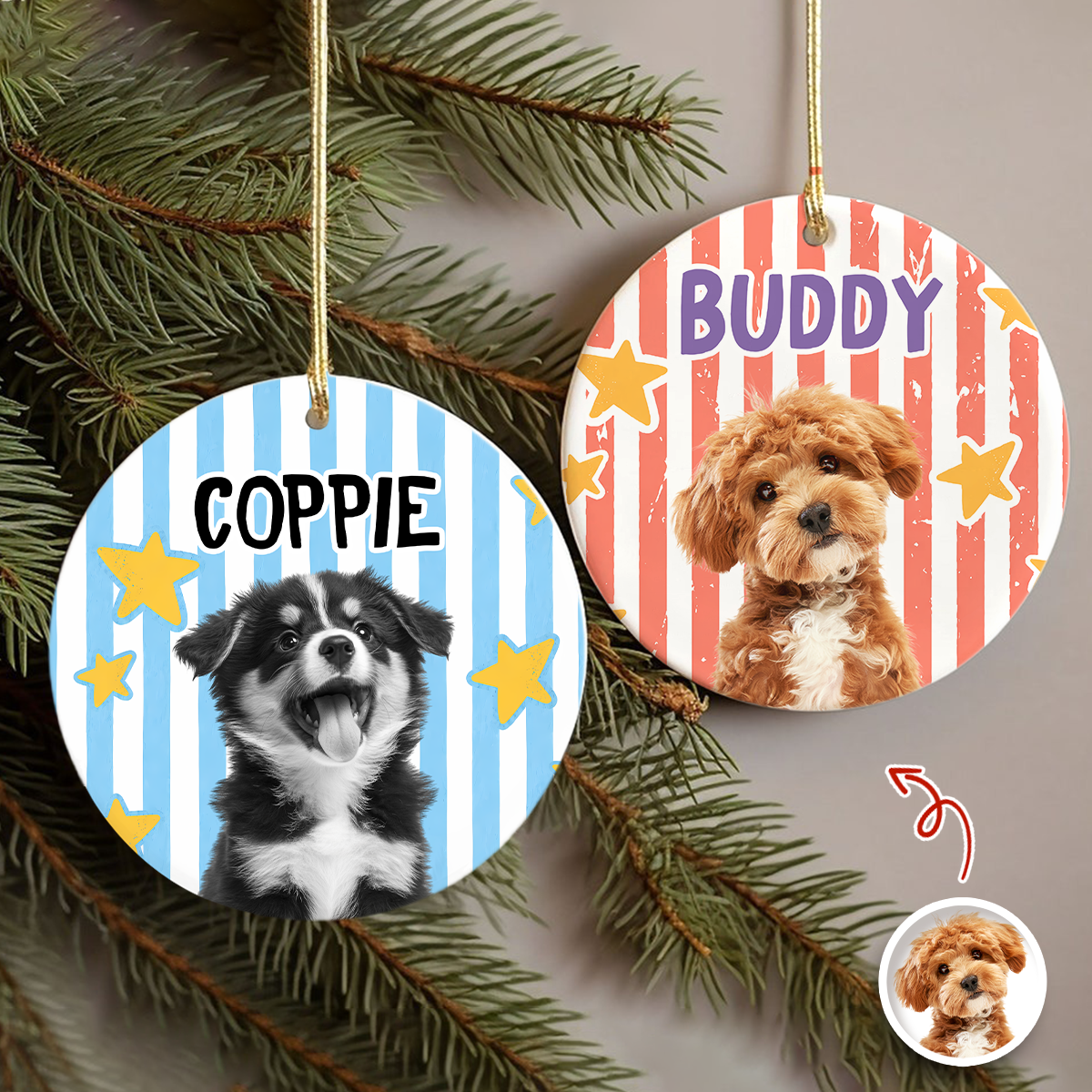 Personalized Pet Photo Christmas Ceramic Ornament Pet Lover Holiday Gift HO82 903322