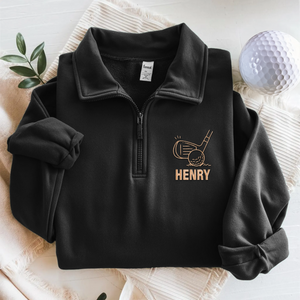 Custom Golf Player Name Embroidered Golf Quarter Zip Sweater For Golf Coach, Golf Team, Golfers CH07 910008
