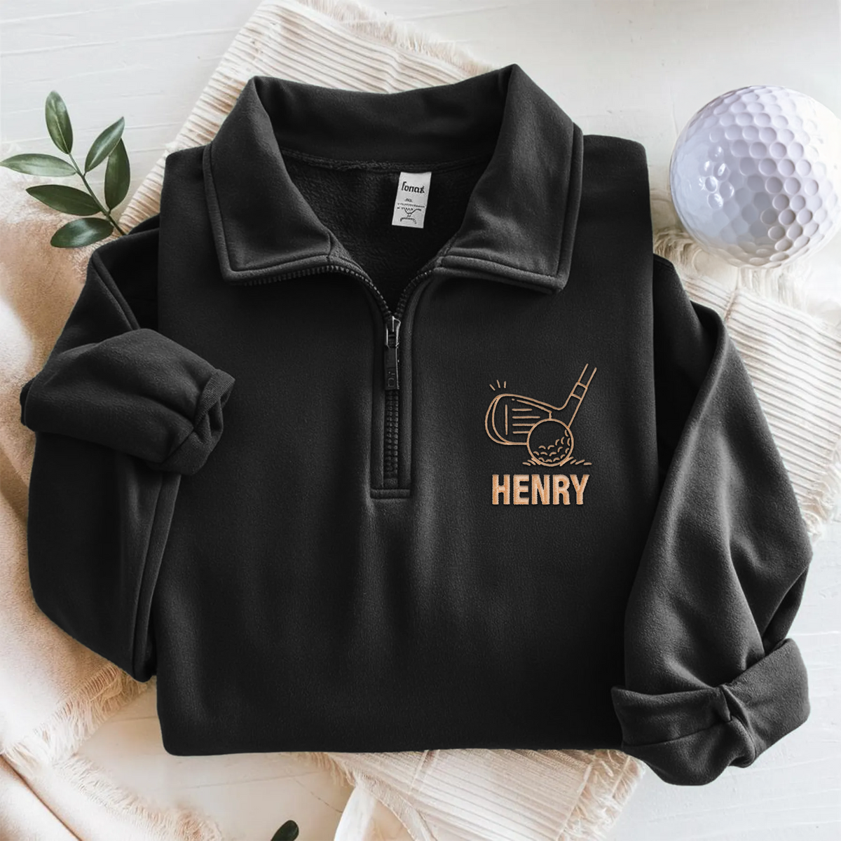 Custom Golf Player Name Embroidered Golf Quarter Zip Sweater For Golf Coach, Golf Team, Golfers CH07 910008