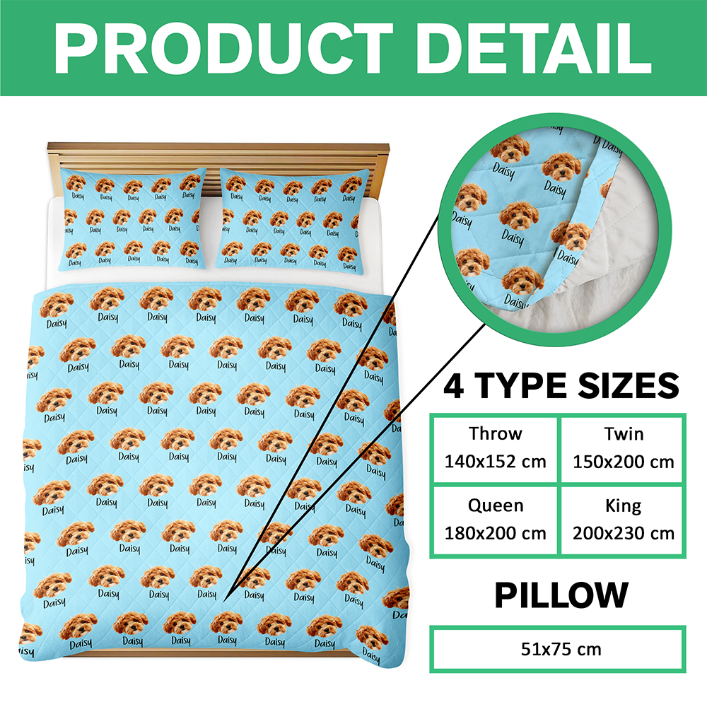 Custom Photo And Name Quilt Bedding Set For Dog Lover TH10 896677