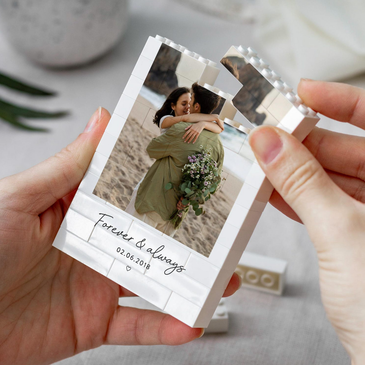 Personalized Couple Photo Forever & Always Building Block - Valentine's Day Gift For Boyfriend Girlfriend HO82 901362