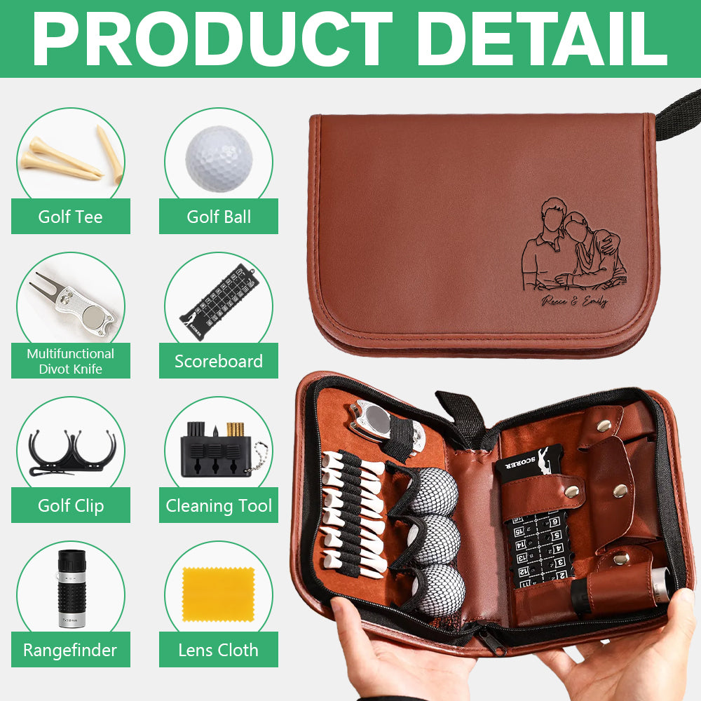 Custom Portrait Photo Drawing Style Couple Golf Set Engraved Accessories HA75 898654