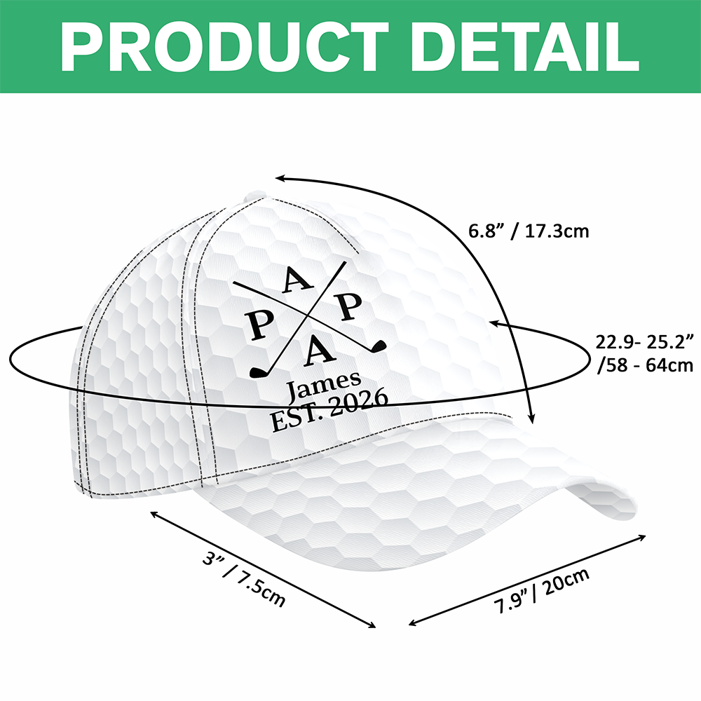 Custom Kids Names Papa Golf Pattern Classic Cap - Personalized Gift for Dad HA75 921264