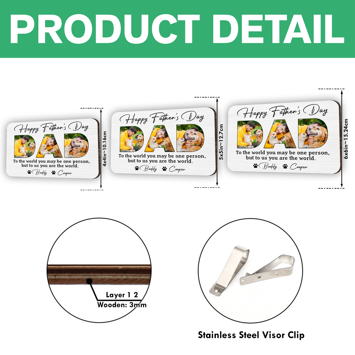 Custom Photo Dad To Me You Are The World Car Visor Clip CH07 895948