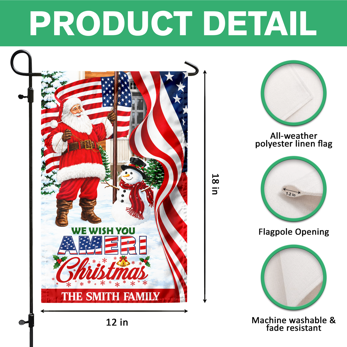 Custom Family Name We Wish You Ameri Christmas Garden Flag TH10 171065