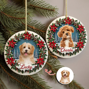 Custom Photo Dog Personalized Ceramic Ornament For Christmas HA75 897060