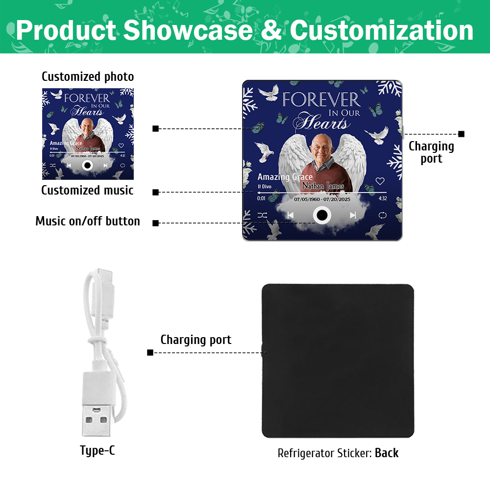 Custom Photo Gone But Never Forgotten Memorial Music Fridge Magnet TH10 894229