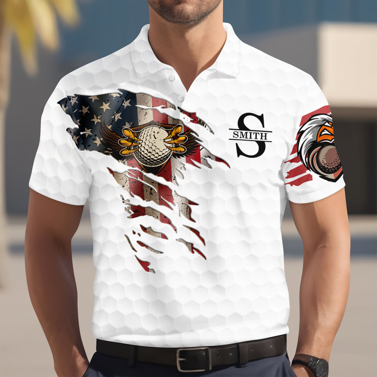 Personalized Bald Eagles American Flag Polo Shirt, Gift For Golf HO82 900824