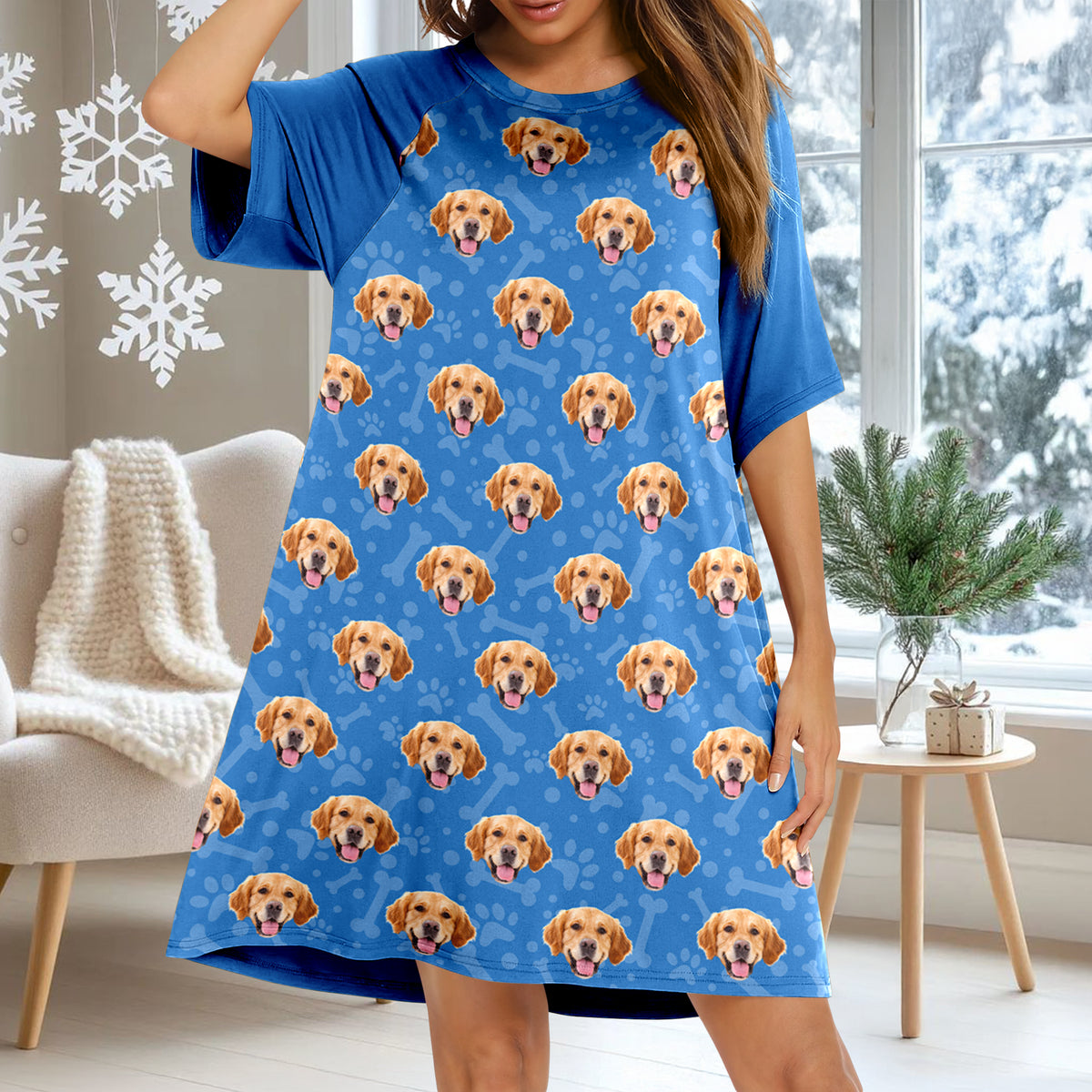 Custom Photo Dog Cat Raglan Nightgown TH10 898039