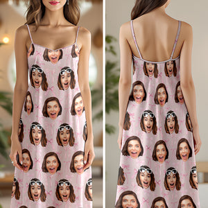 Custom Bestie Photo Coquette Pink Bows Hawaii Maxi Dress LM32 893397