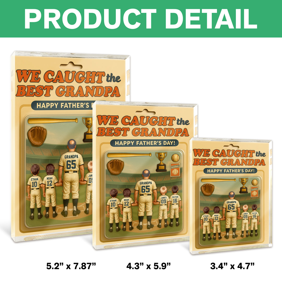 We Caught the Best Dad Baseball Figure Acrylic Block Plaque Personalized Gift For Father's Day HO82 893810