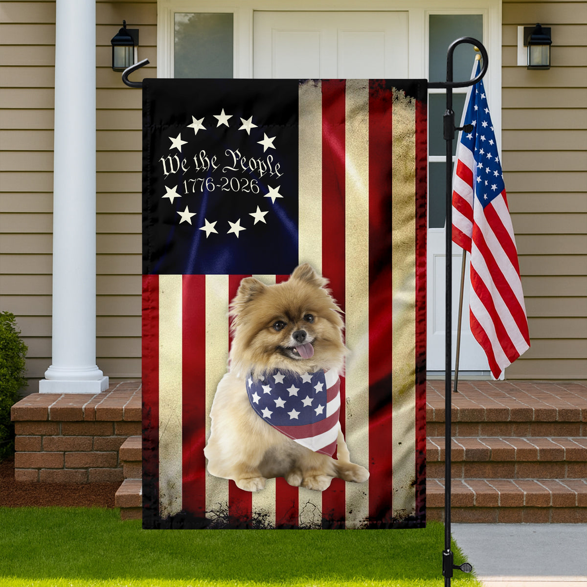 Custom Photo My Dog Loves USA 250 Garden Flag HA75 898906