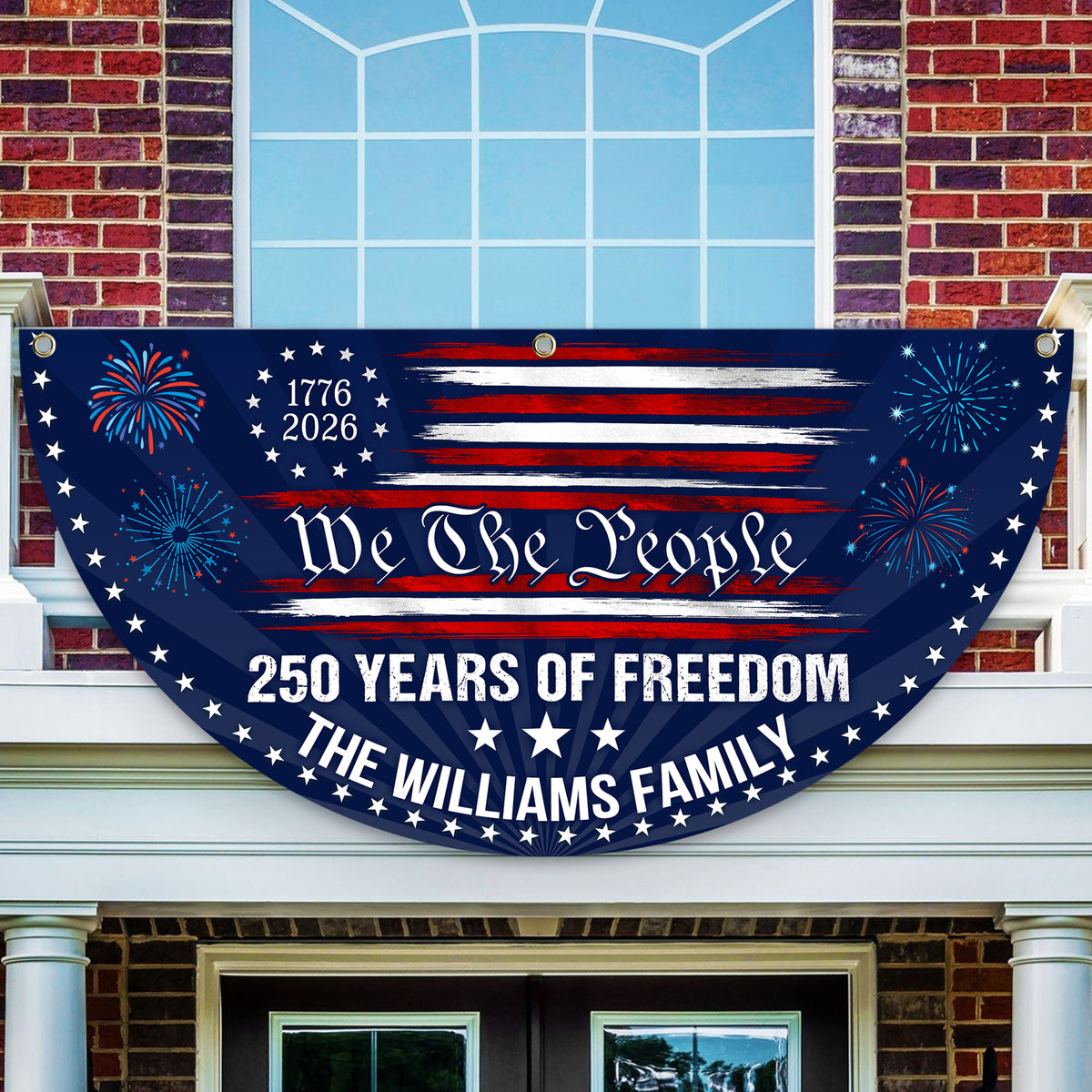 Custom Family Name 250 Years USA Patriotic Heritage 1776 2026 Non-pleated Fan Flag HO82 901316