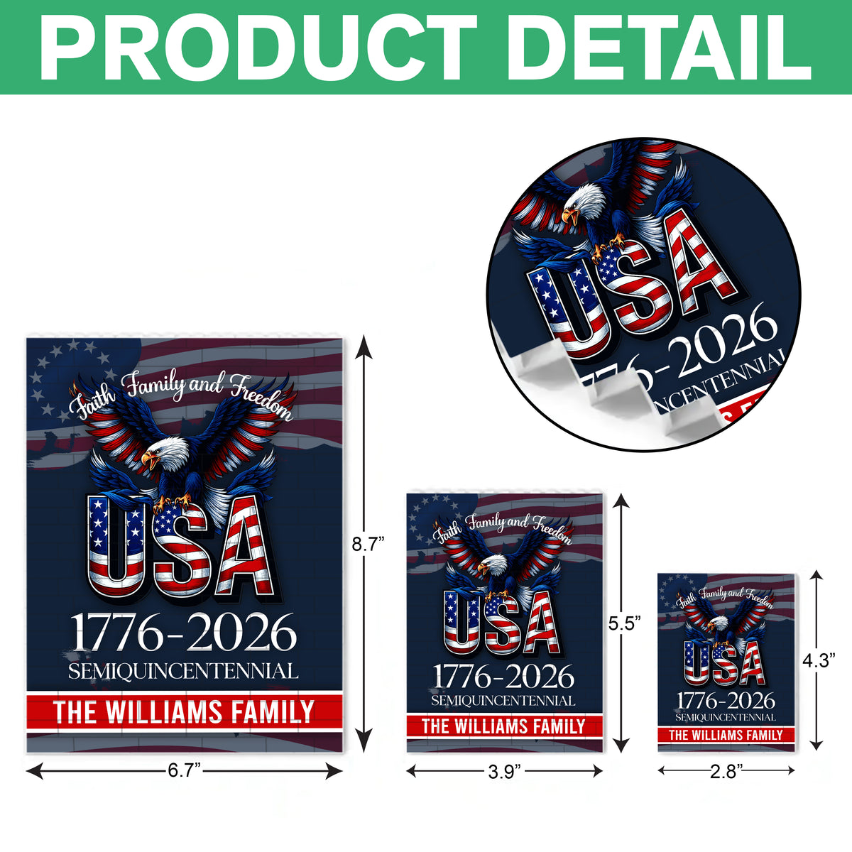 Custom Name Faith, Family & Freedom America Patriotic Building Brick Blocks HA75 920540