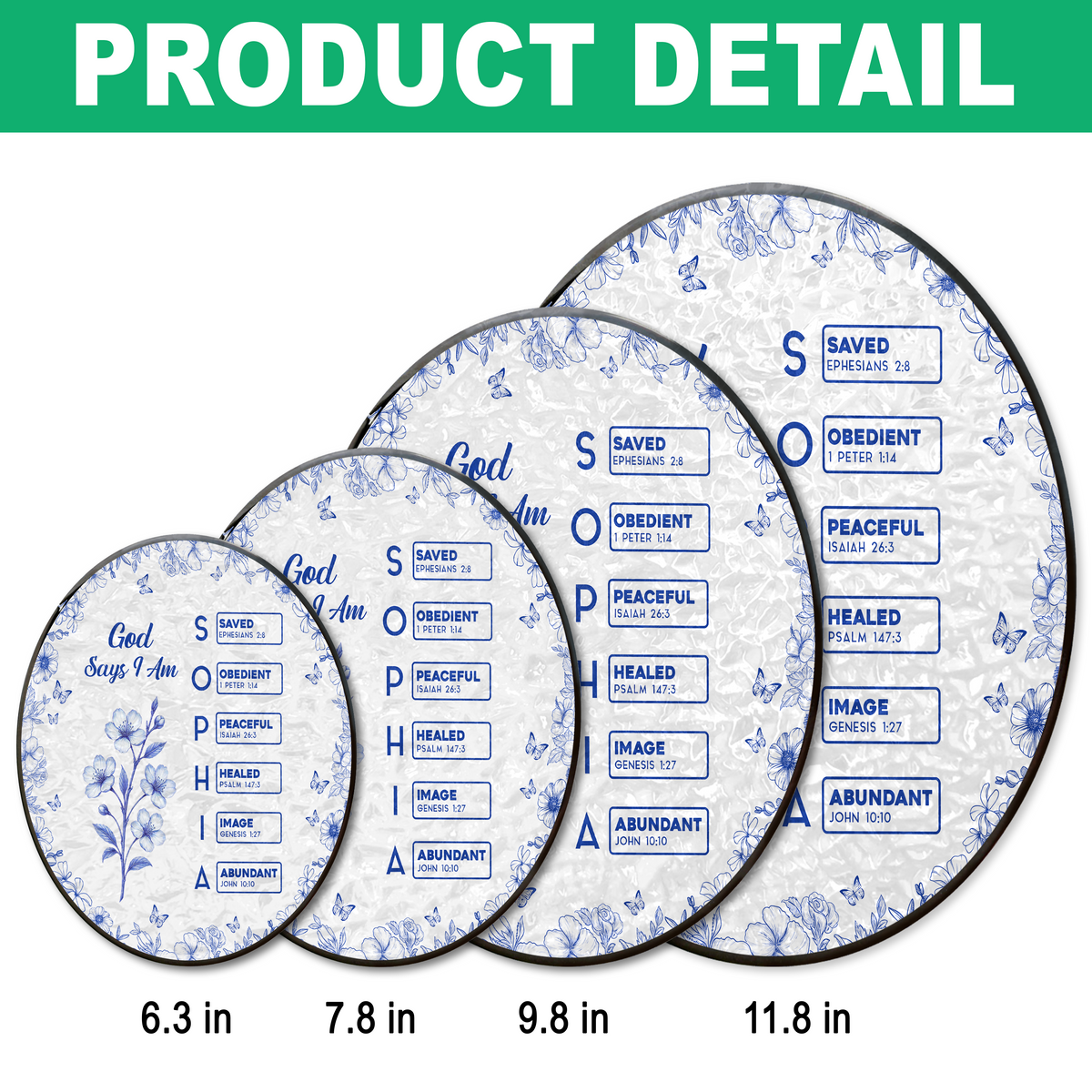 God Says I Am Name Letter In Bible Toile De Jouy Style - Personalized Stained Glass Suncatcher CH07 896962