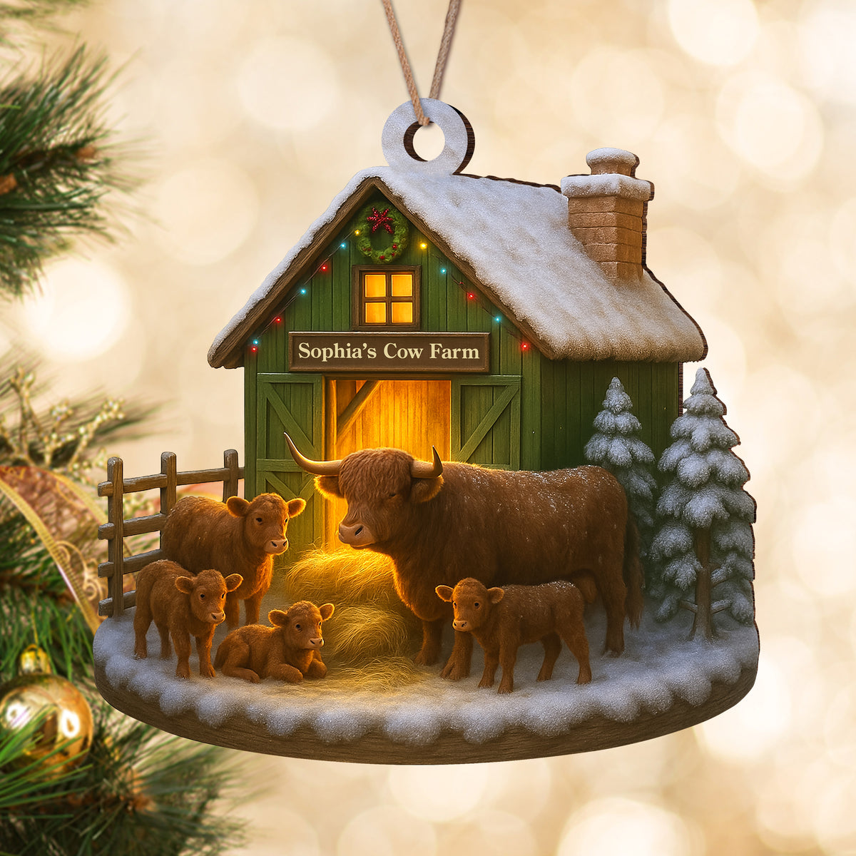 Custom Name Highland Cow Farm Wood Ornament – Christmas Gifts LM32 895619