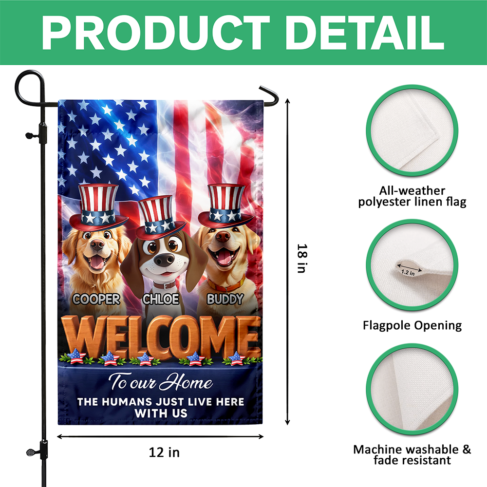 Custom Dog Clipart America Welcome To Our Home Garden Flag TH10 898703