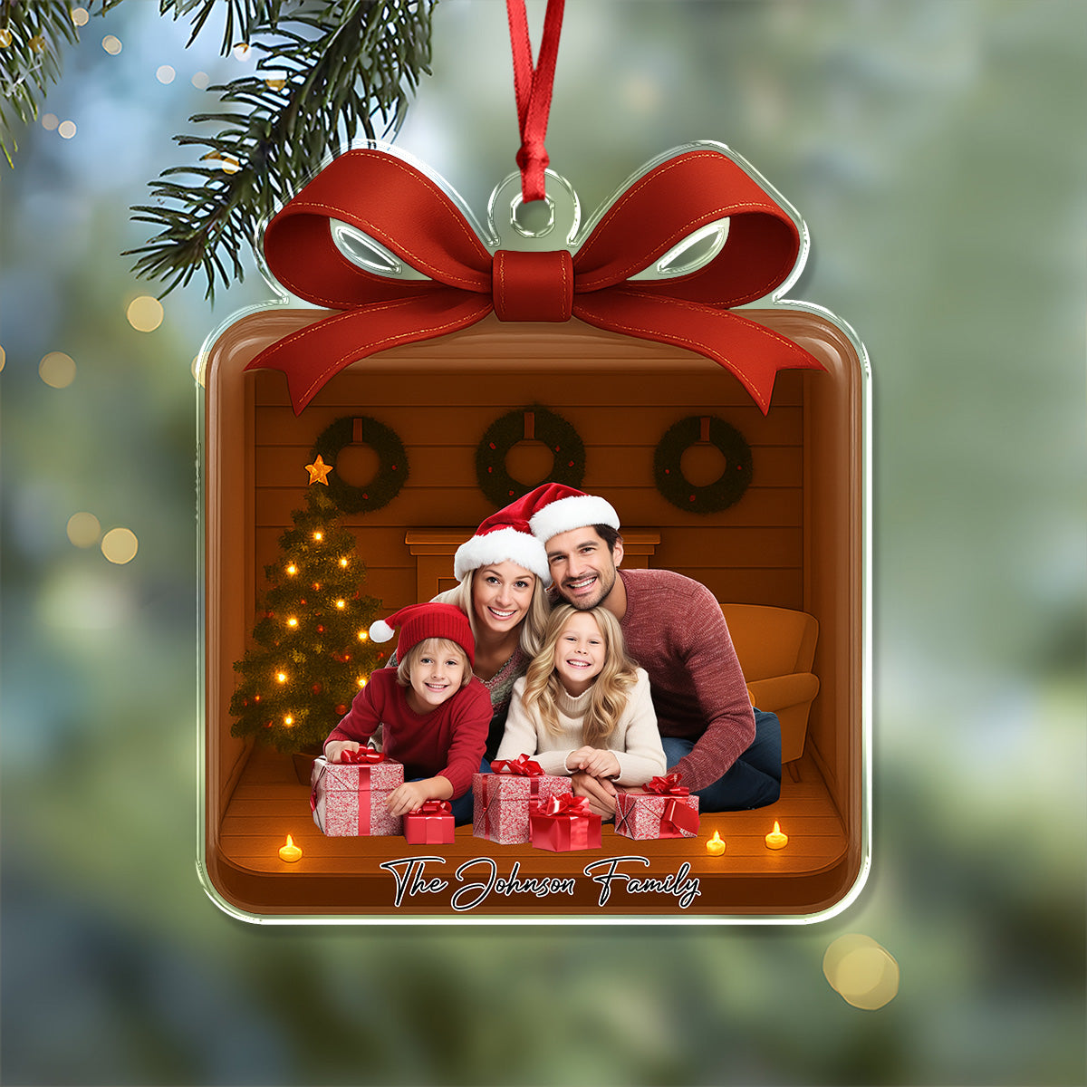 Custom Photo Family Is A Gift 3D Effect Acrylic Ornament Christmas Gift LM32 895799