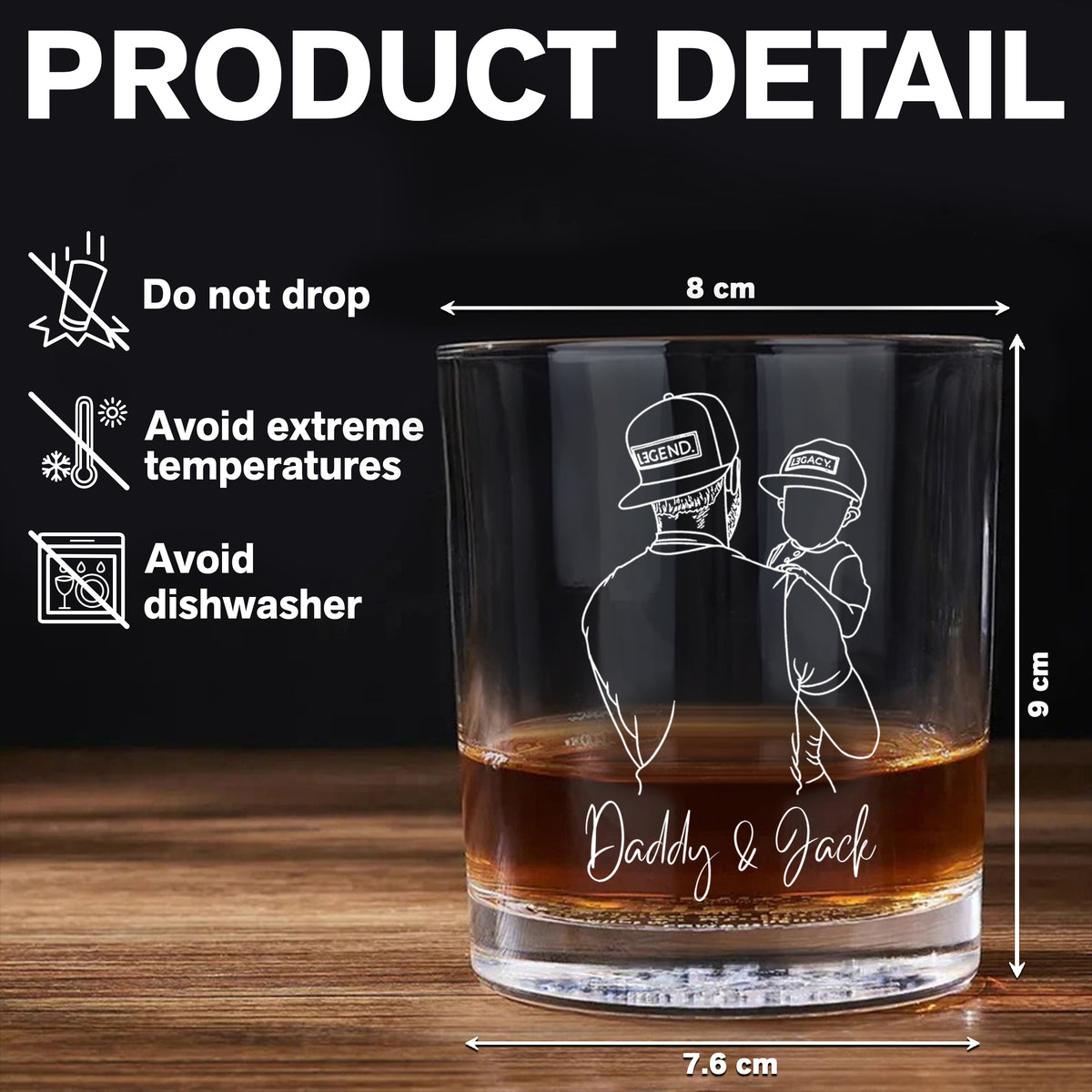 Custom Photo Daddy & Kids Portrait Rock Glass- Personalized Father’s Day Gift LM32 899999