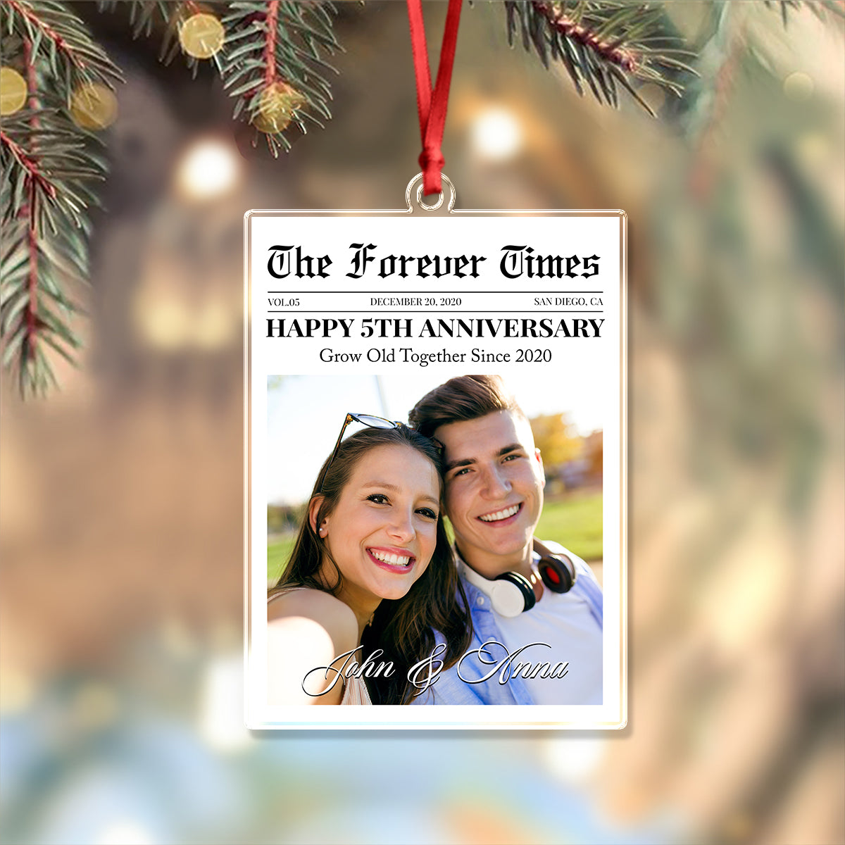 Custom Photo The Forever Times Acrylic Ornament Christmas Gift For Couples HO82 894732
