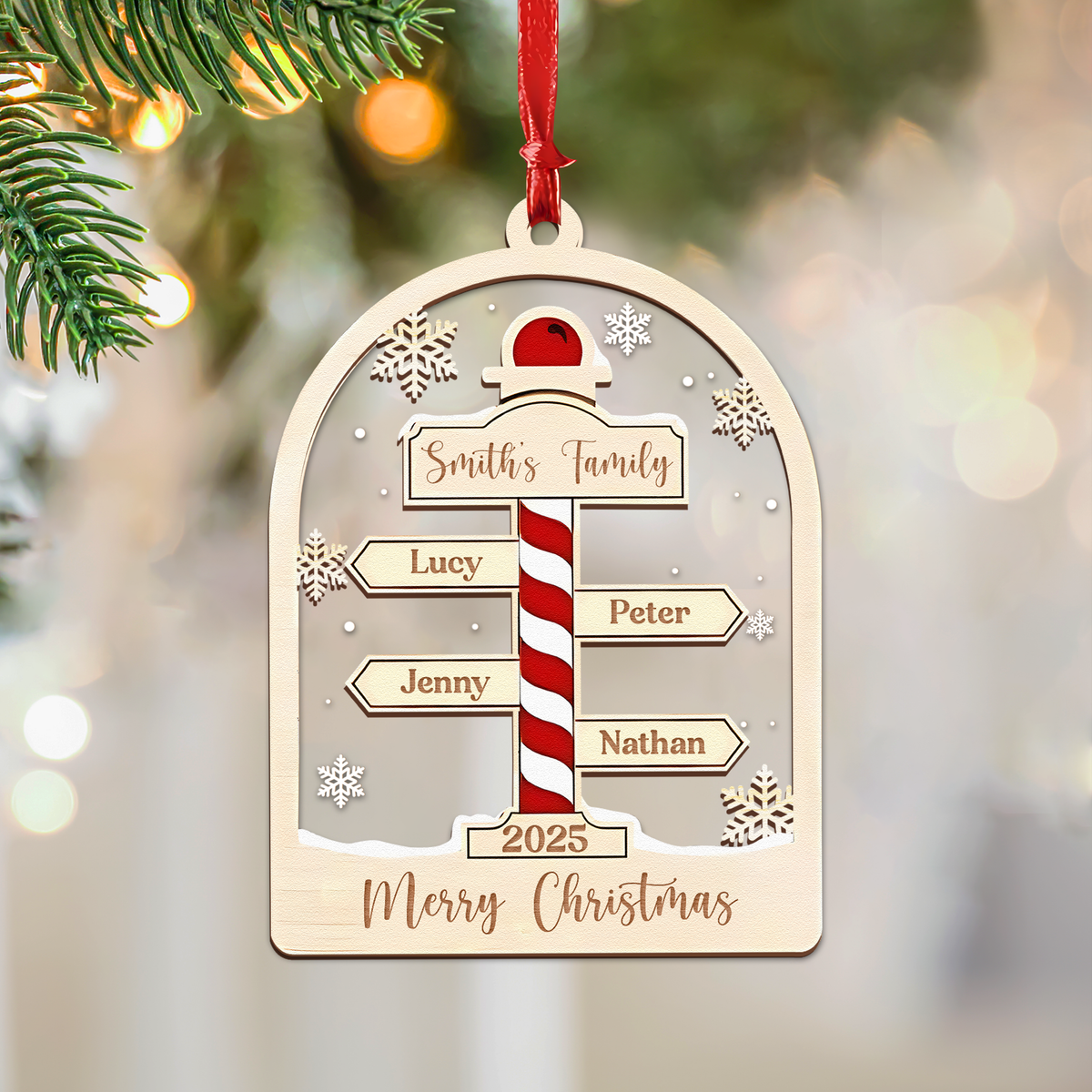 Custom Family Name Xmas Wood And Acrylic Ornament CH07 896936